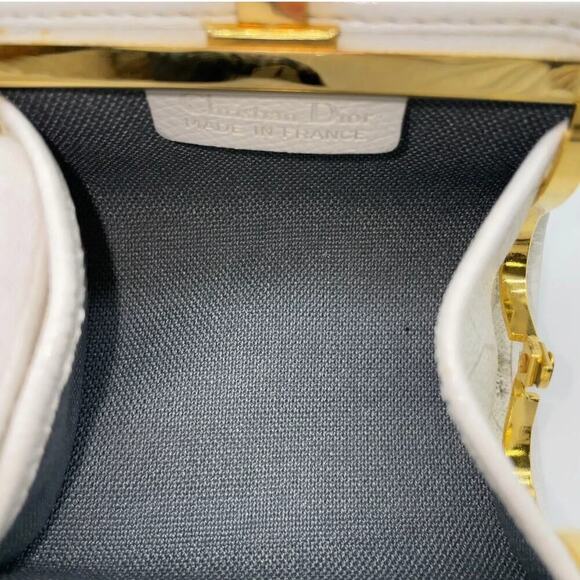 Christian Dior Honeycomb Logo White Coin Case Purse - Picture 6 of 7